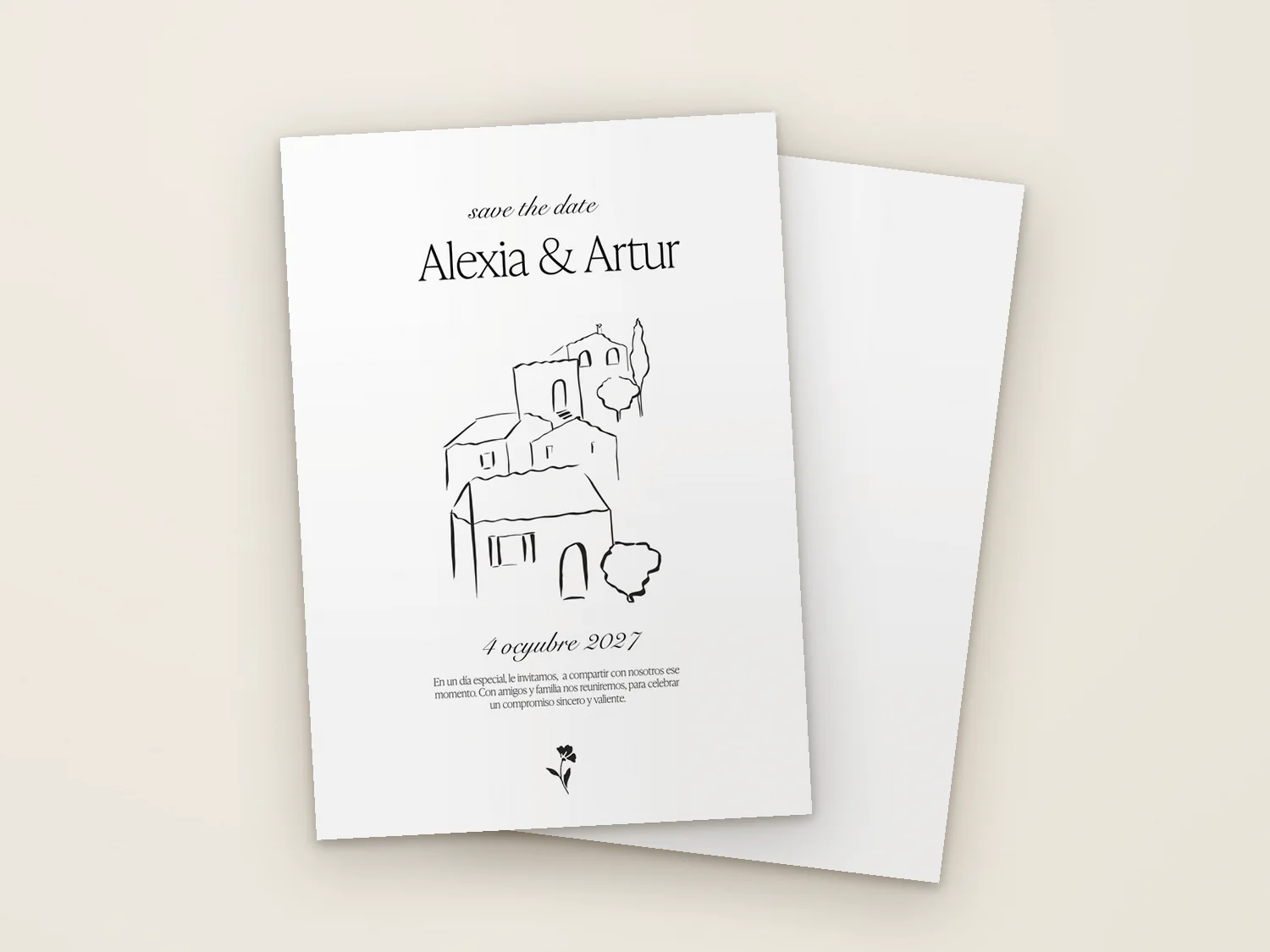 Invitación de boda clásica impresa