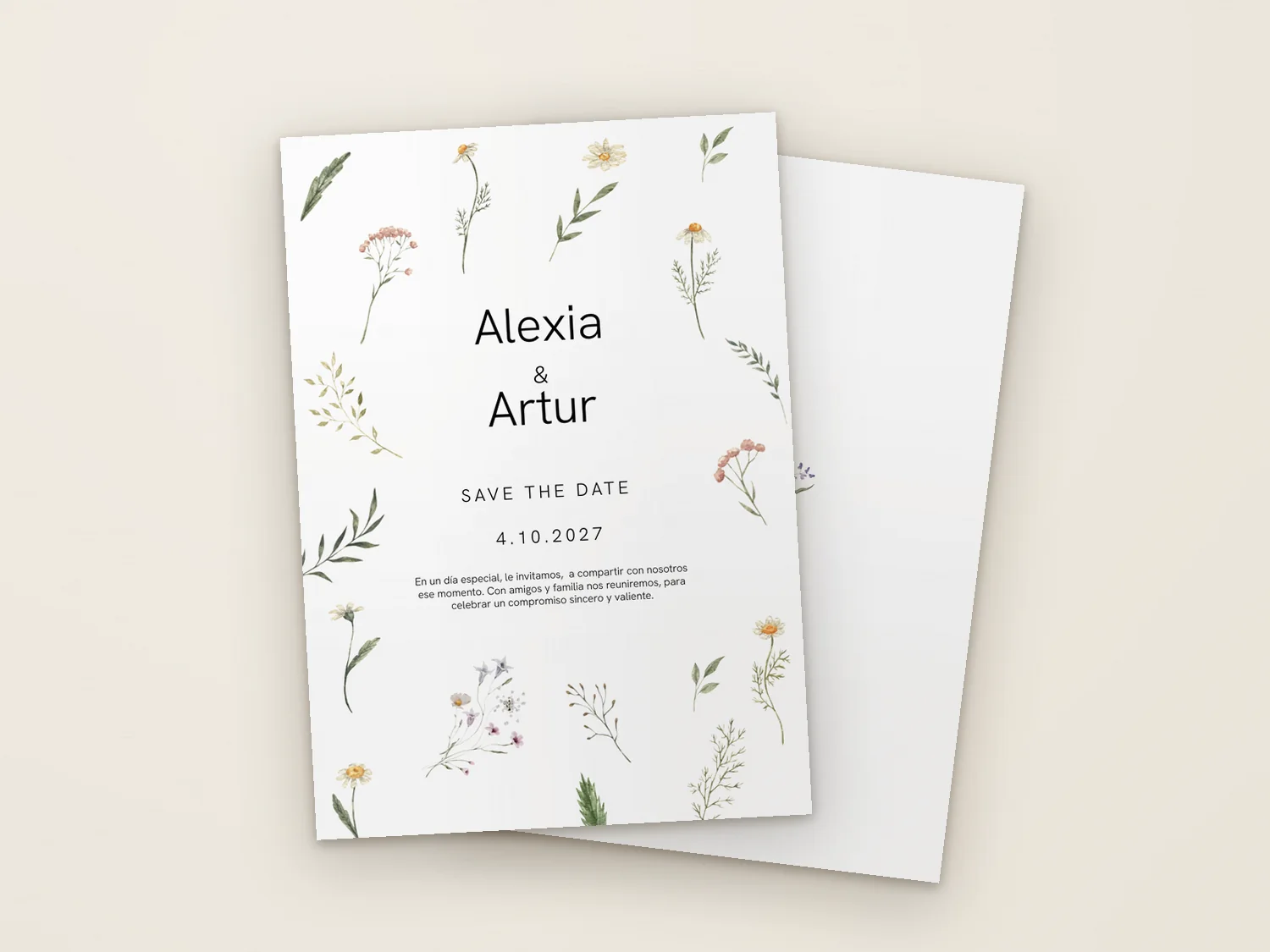 Invitación de boda floral impreso