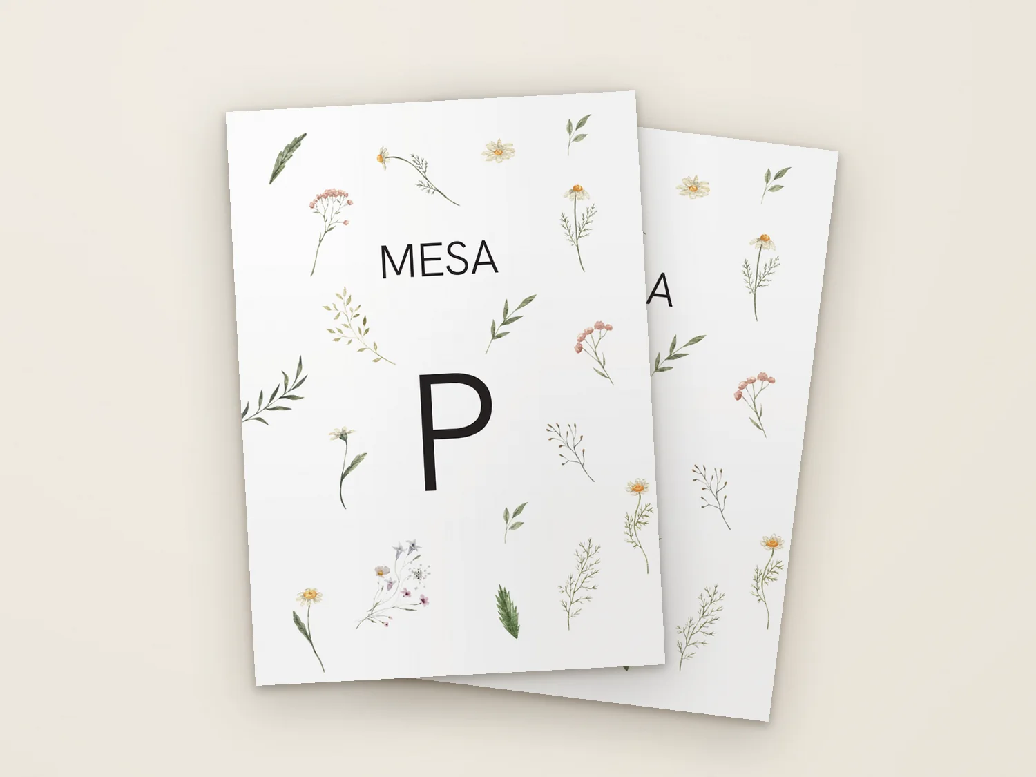 Número de mesa floral impreso