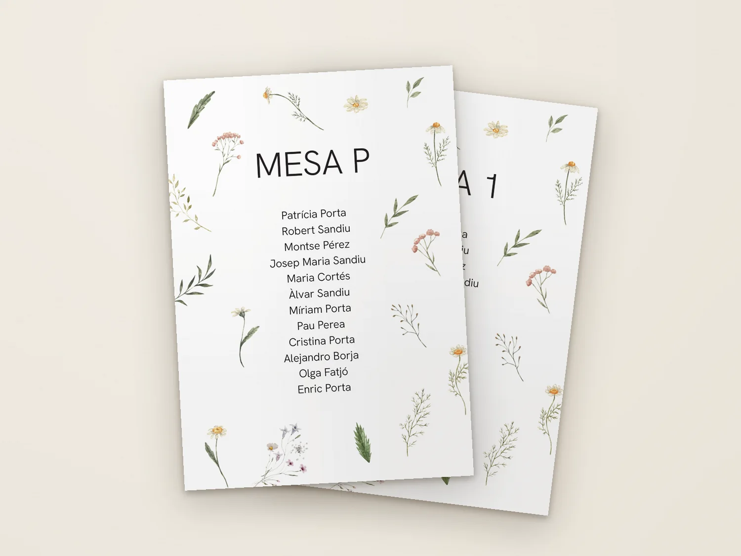 Plan de mesas floral impreso