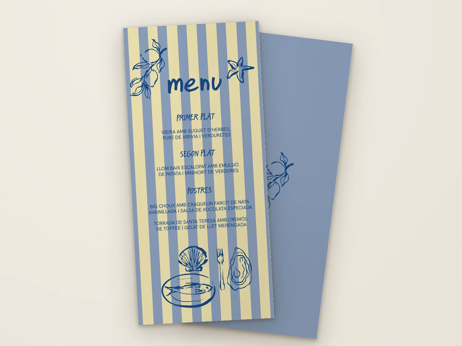 Menú de boda mediterránea impreso